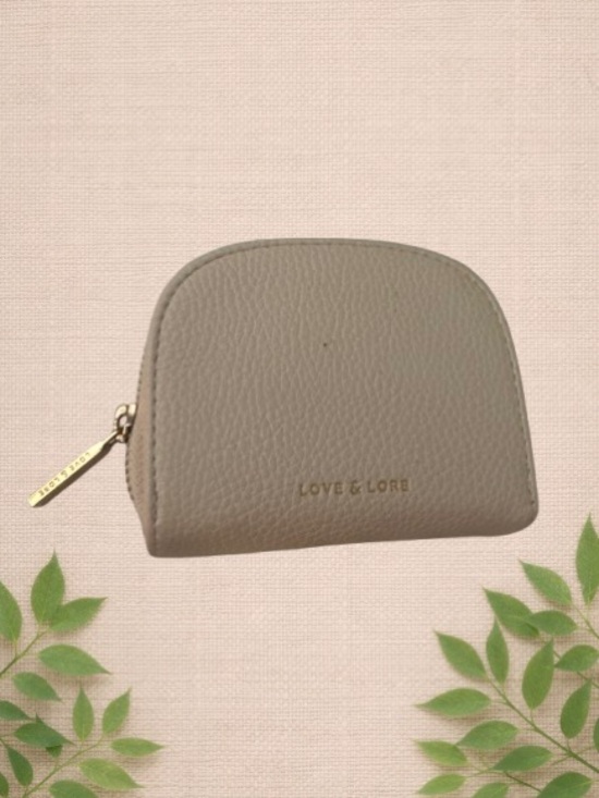 Handbags - Love & Lore Pebbled Leather Wallet – Compact Beige Coin Purse with Mirror